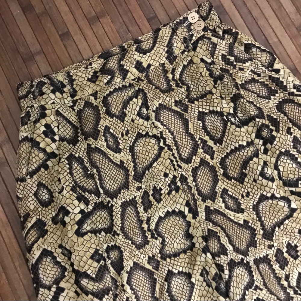 Ann May Silk Snake Print Lined Trousers Slacks